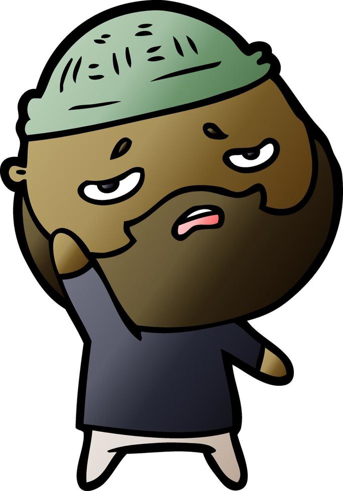 cartoon worried man with beard vector