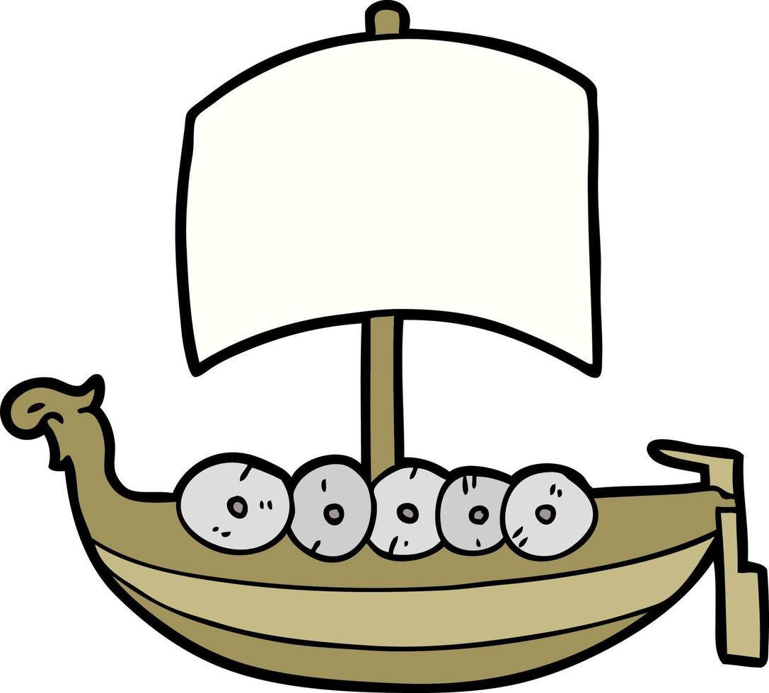 cartoon viking boat vector