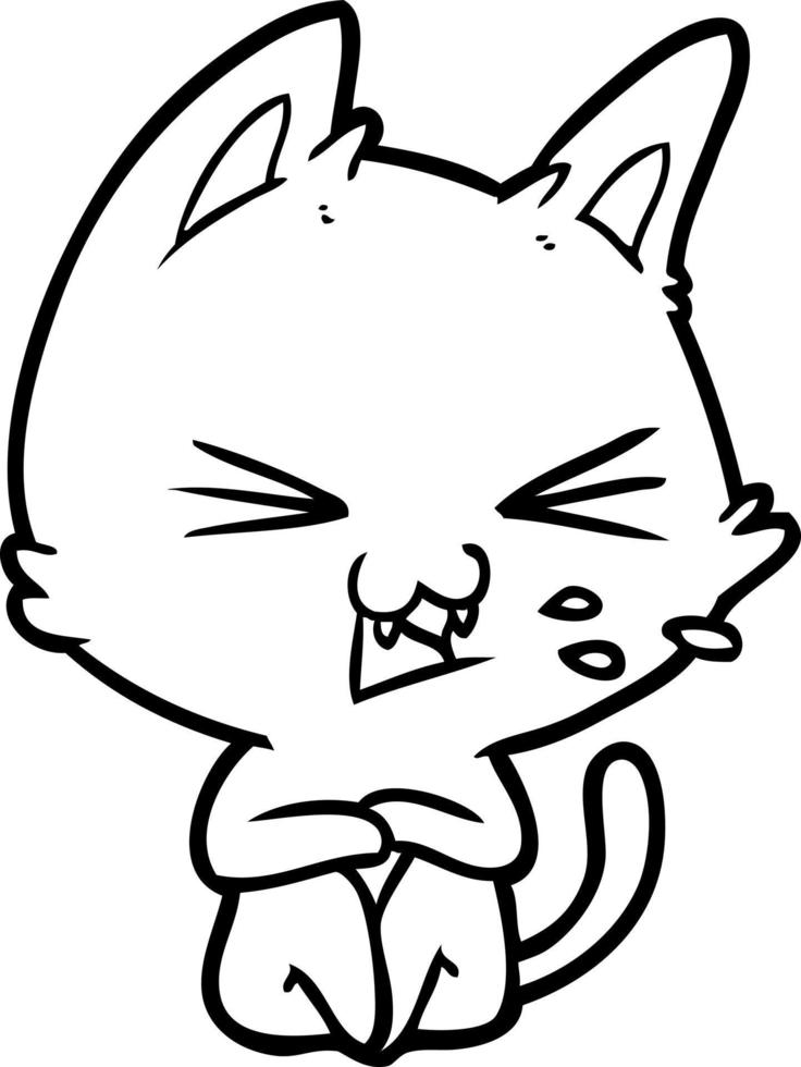 cartoon cat hissing vector