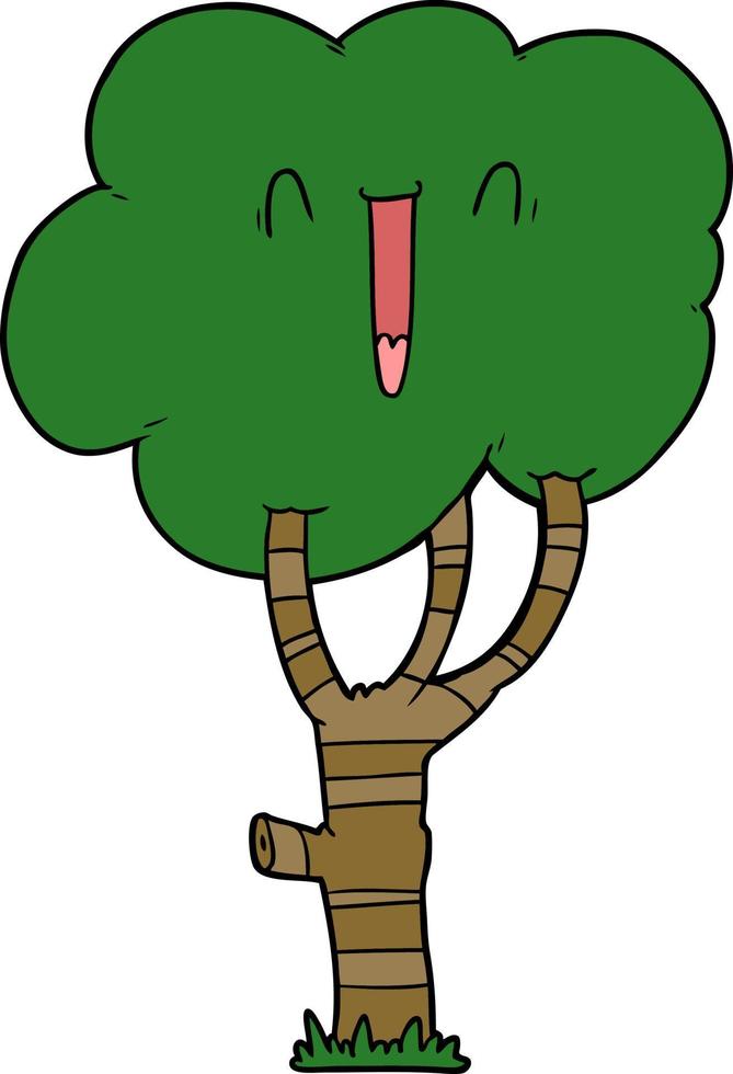 cartoon laughing tree vector