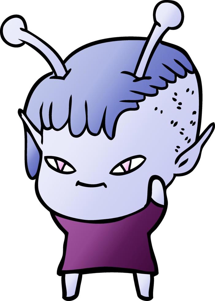 cute cartoon alien girl vector