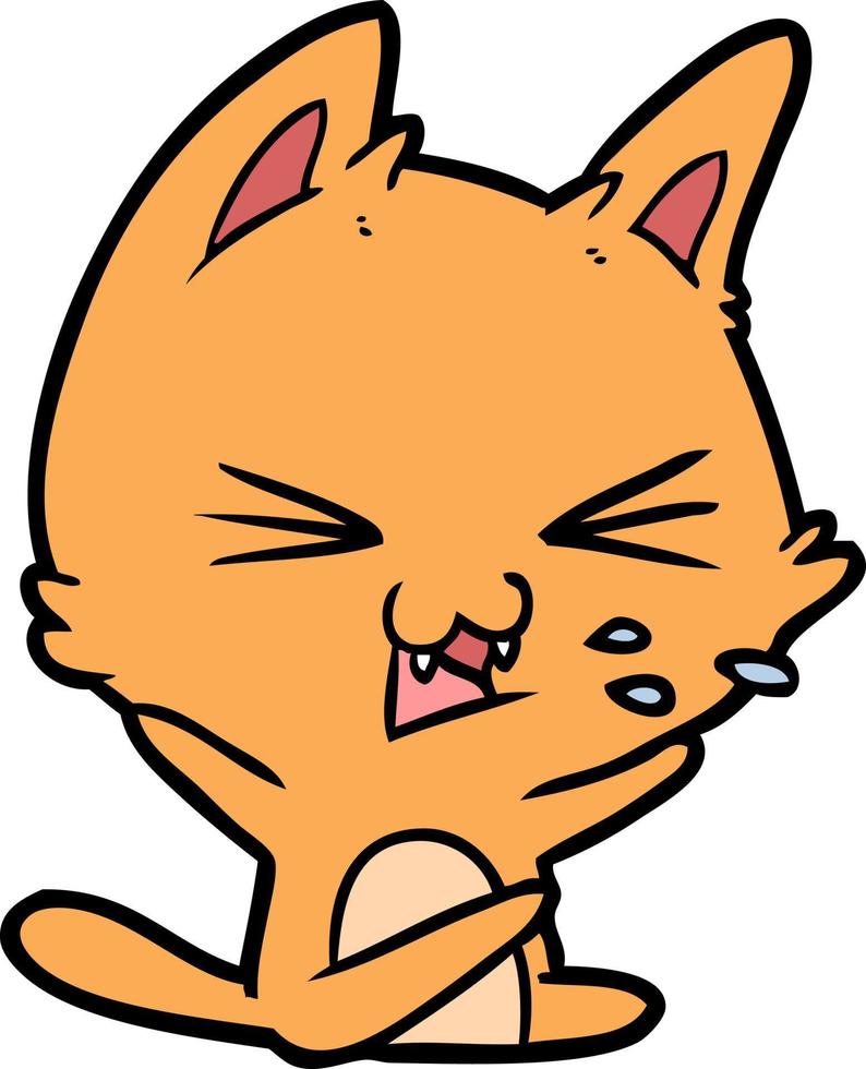 cartoon cat hissing vector