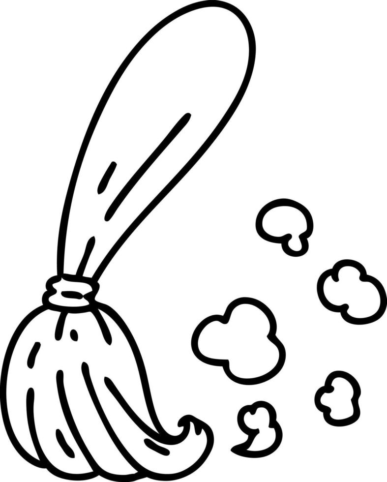 line doodle of a traditional broom stick vector