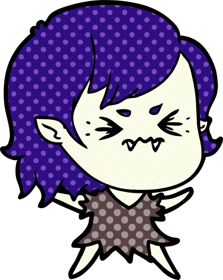 annoyed cartoon vampire girl vector