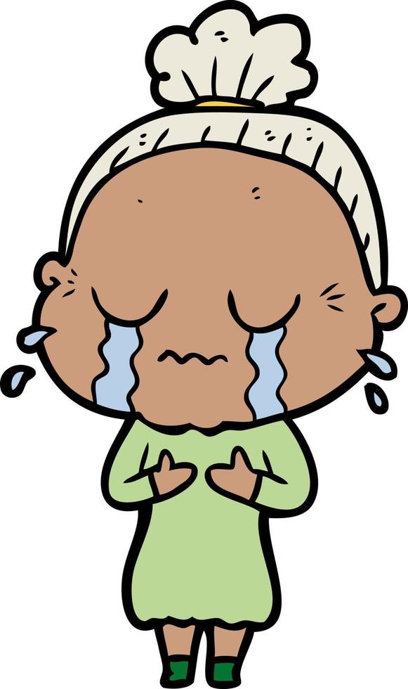 cartoon crying old lady vector