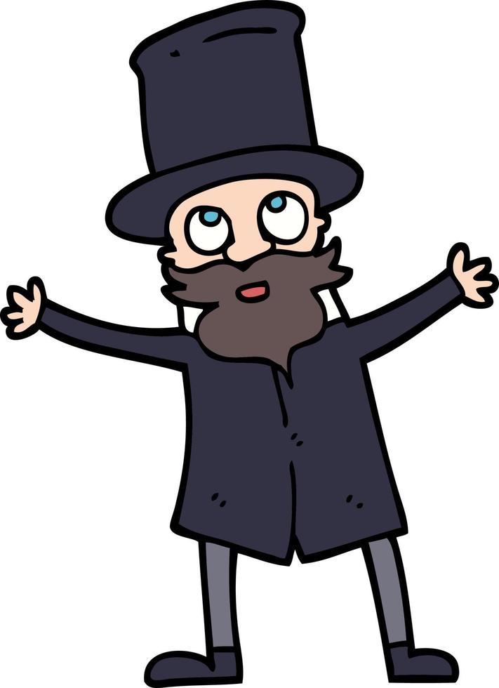 hand drawn doodle style cartoon victorian man vector