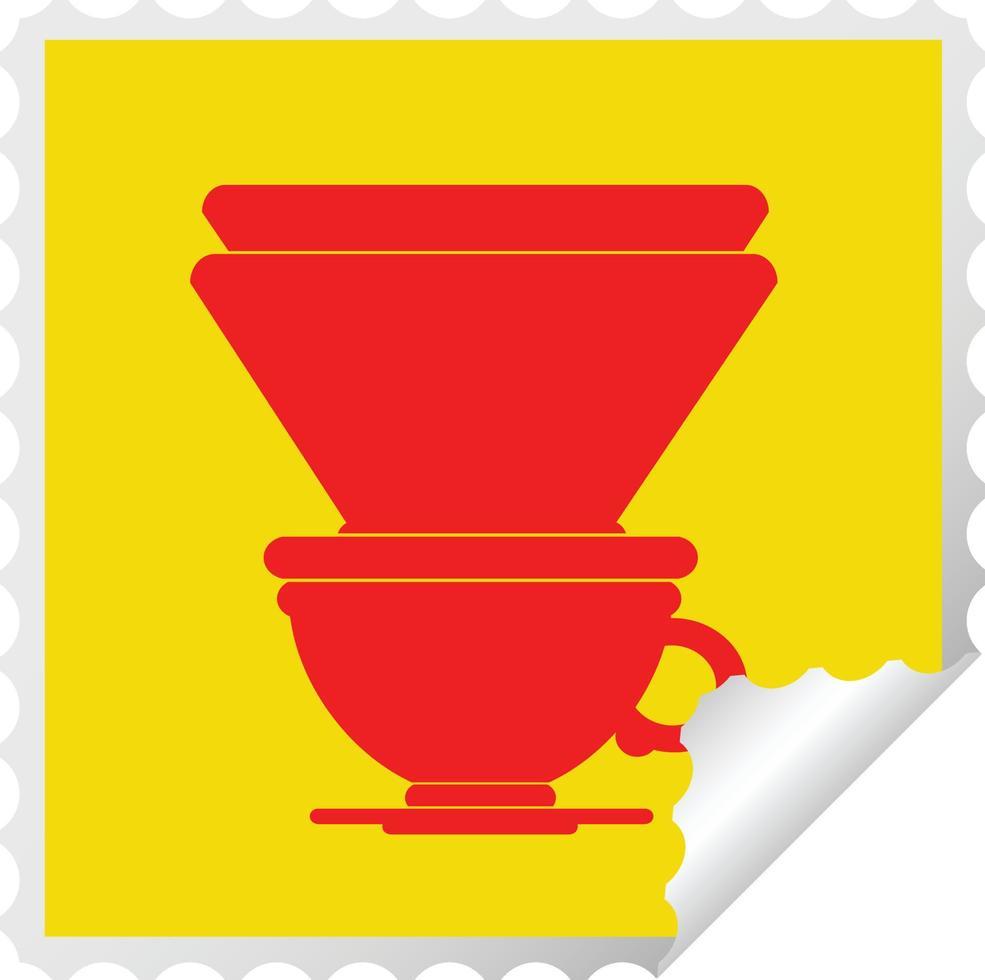 coffee filter cup square peeling sticker vector