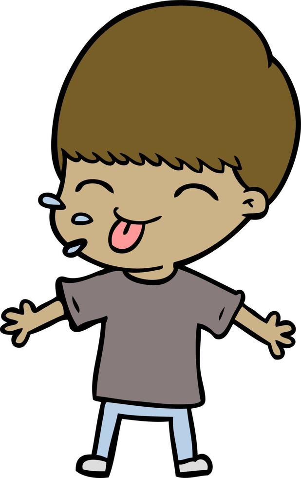 cartoon boy sticking out tongue vector