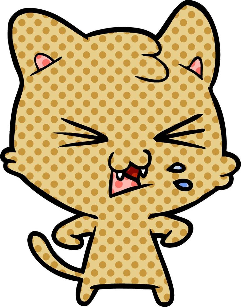 cartoon cat hissing vector