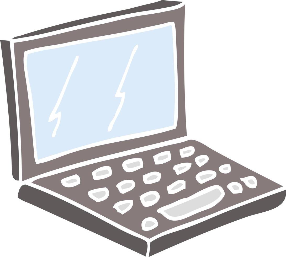 flat color illustration cartoon laptop computer vector