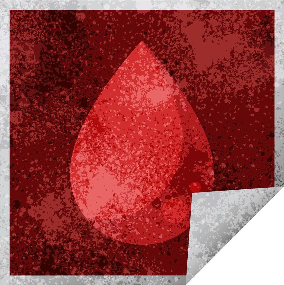 blood drop graphic vector illustration square sticker