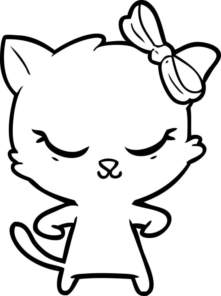 cute cartoon cat with bow vector