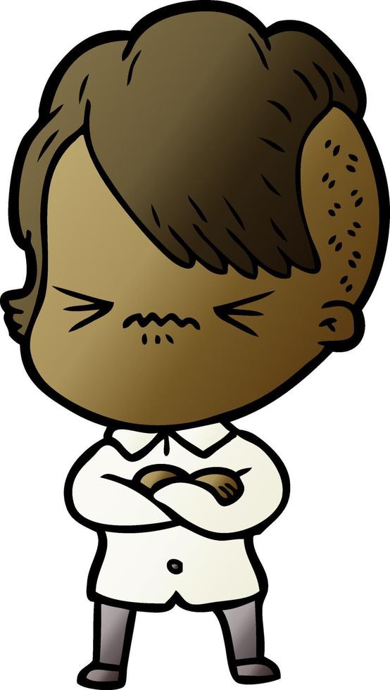 cartoon annoyed hipster girl vector