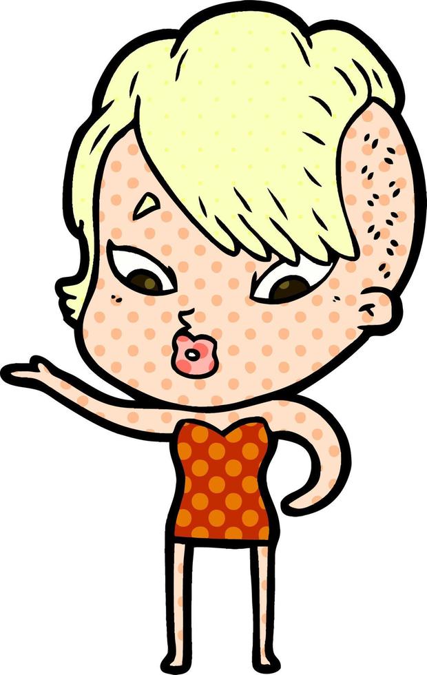 cartoon surprised girl vector