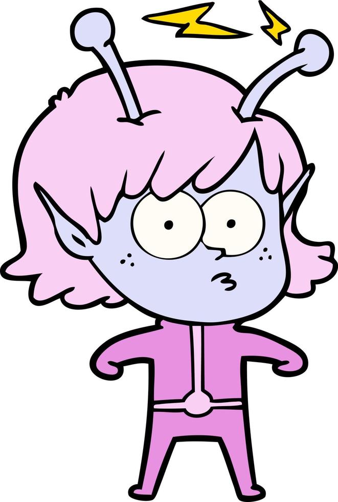 cartoon alien girl vector
