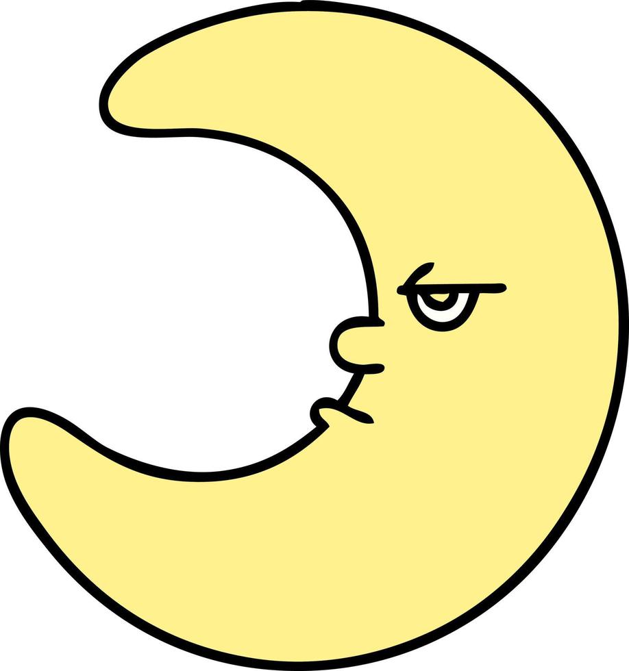 cartoon of a moon tired of looking down on this sad earth vector