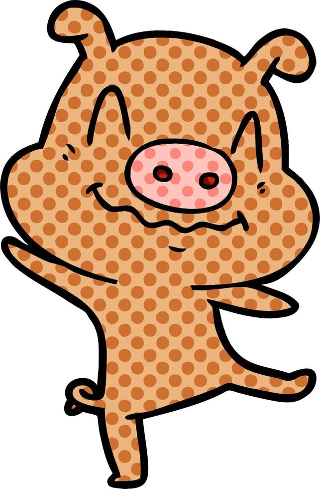 cartoon drunk pig vector