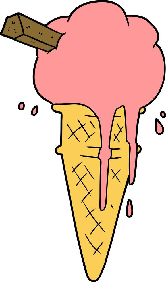 cartoon ice cream melting vector