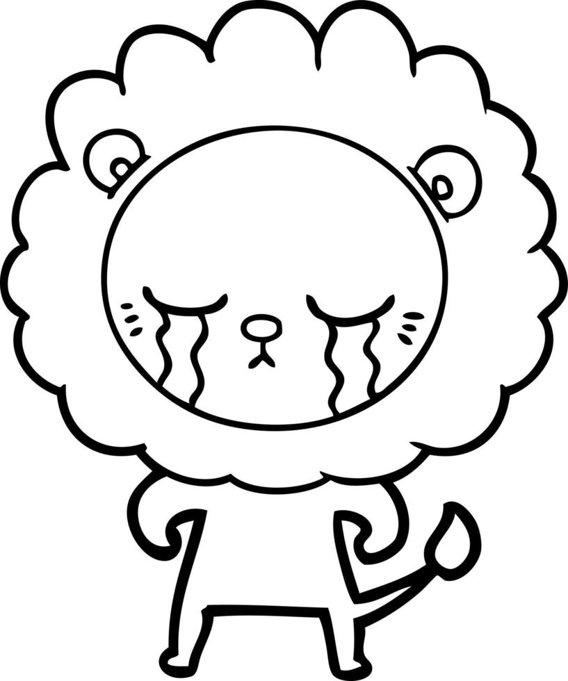 crying cartoon lion vector
