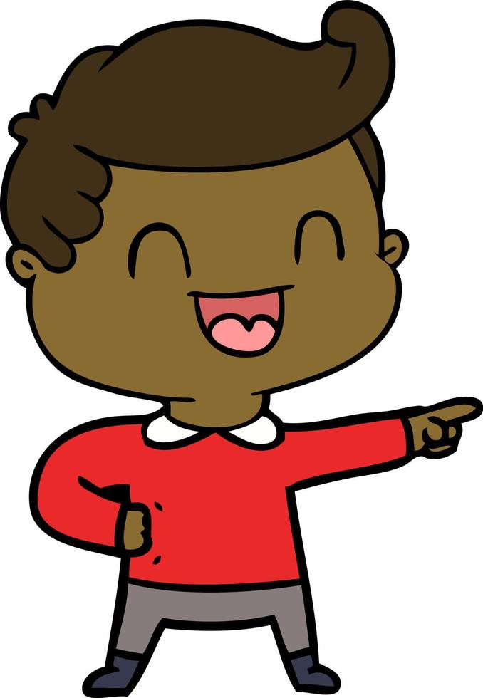 cartoon happy man pointing vector