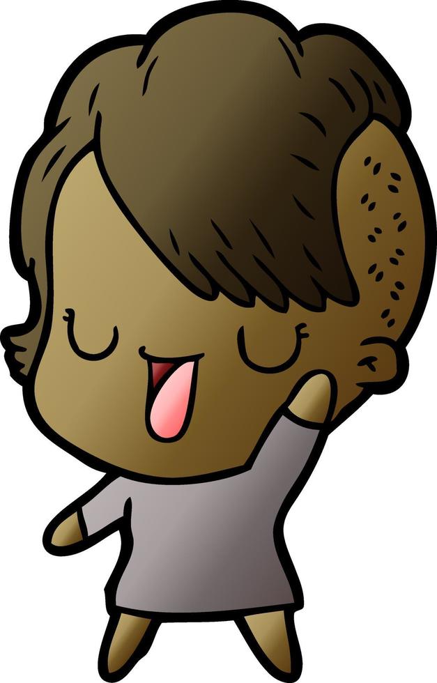 cute cartoon girl with hipster haircut vector