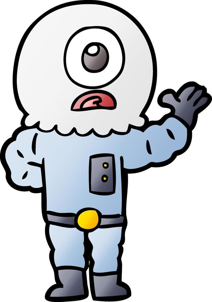 cartoon cyclops alien spaceman vector