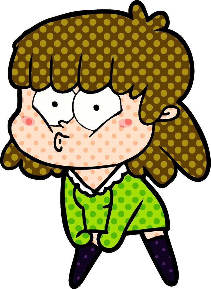 cartoon whistling girl vector