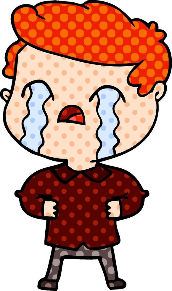 cartoon man crying vector