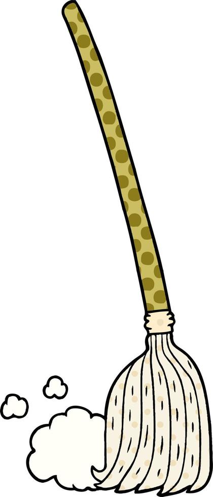 cartoon broom sweeping vector