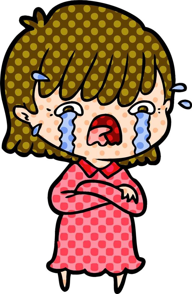 cartoon girl crying vector