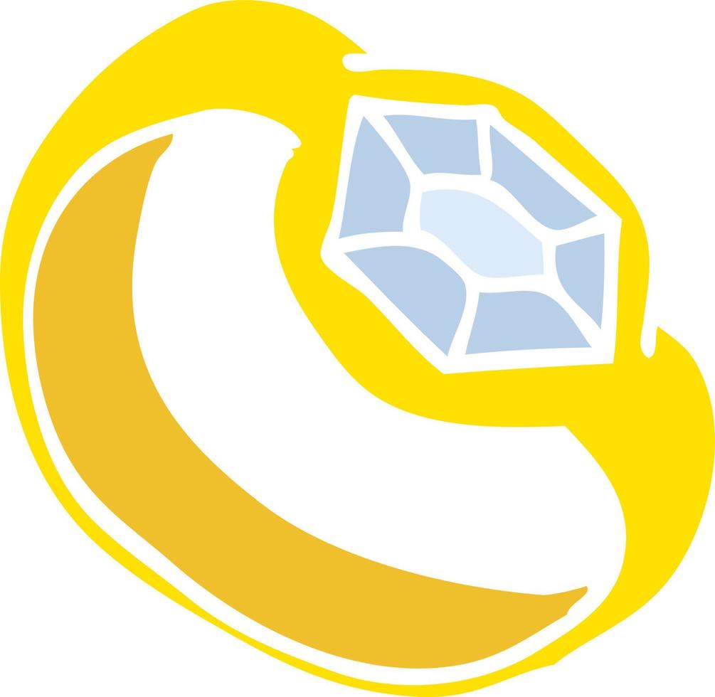 flat color illustration cartoon diamond ring vector