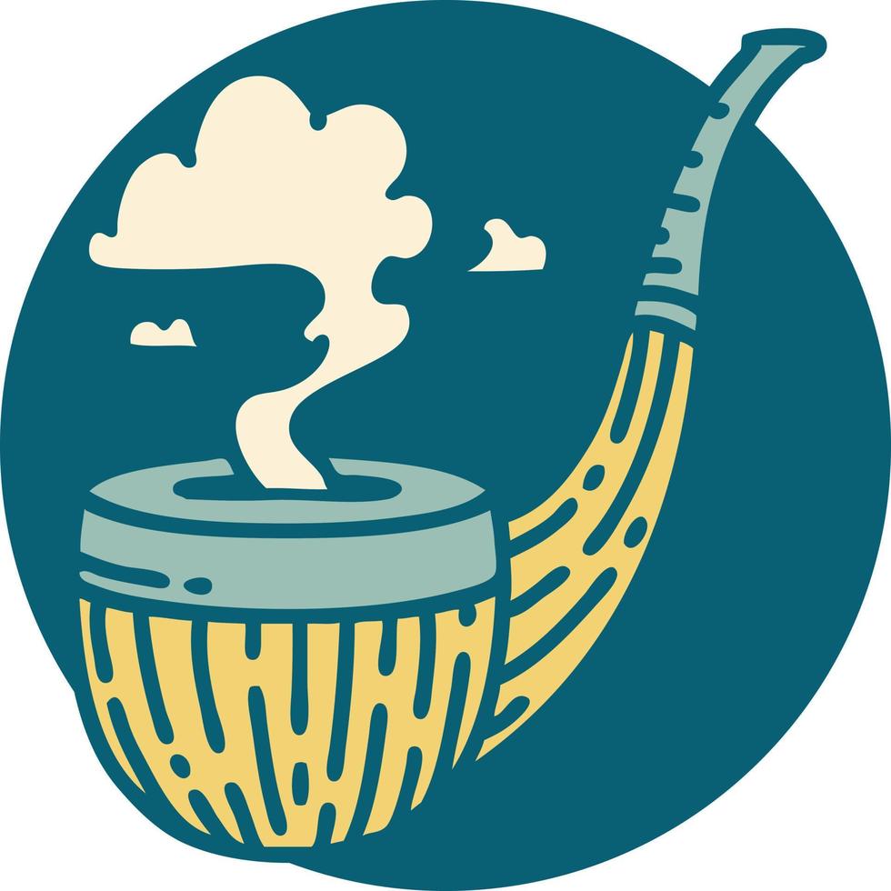 tattoo style icon of a smokers pipe vector