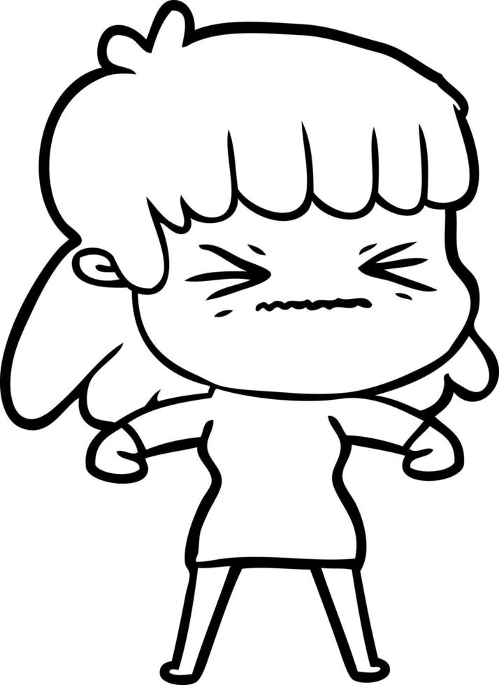 cartoon angry girl vector