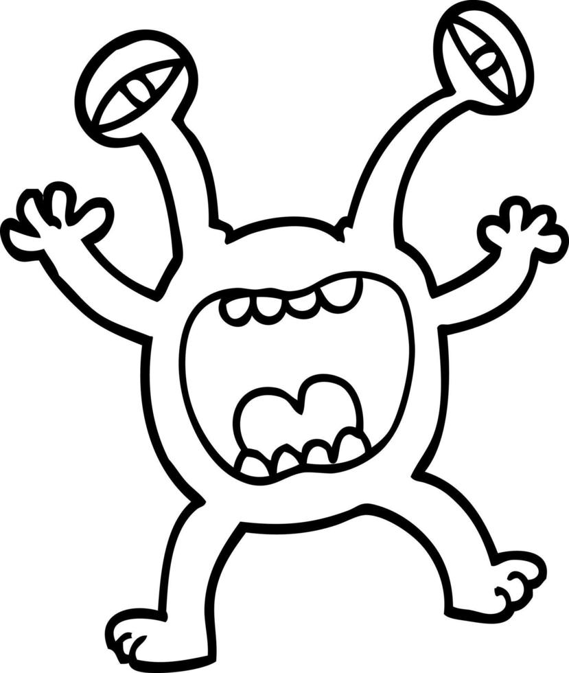 black and white cartoon monster vector