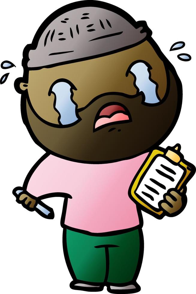 cartoon bearded man crying vector