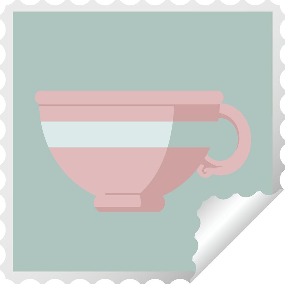 coffee cup graphic square sticker stamp vector