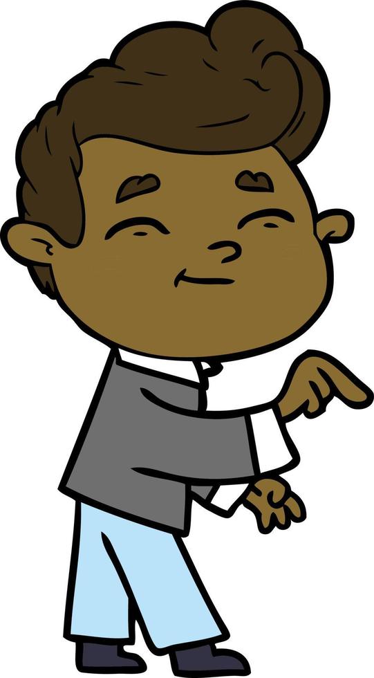 happy cartoon man pointing vector