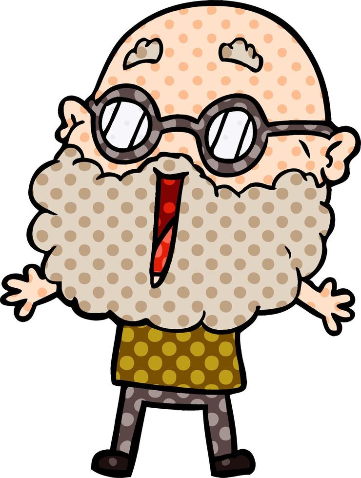 cartoon joyful man with beard vector