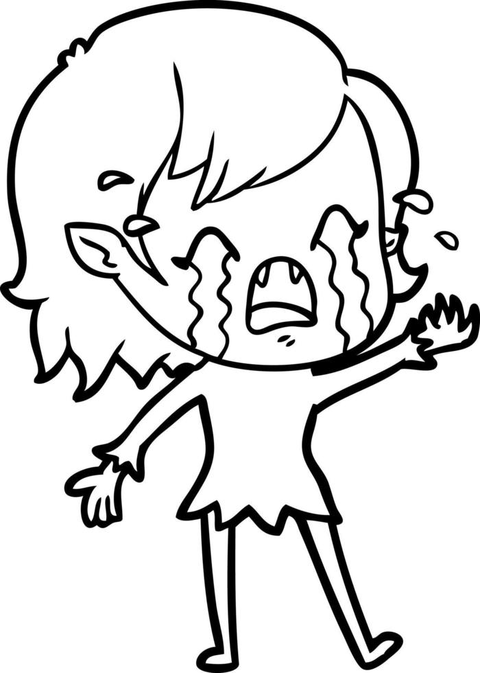 cartoon crying vampire girl vector