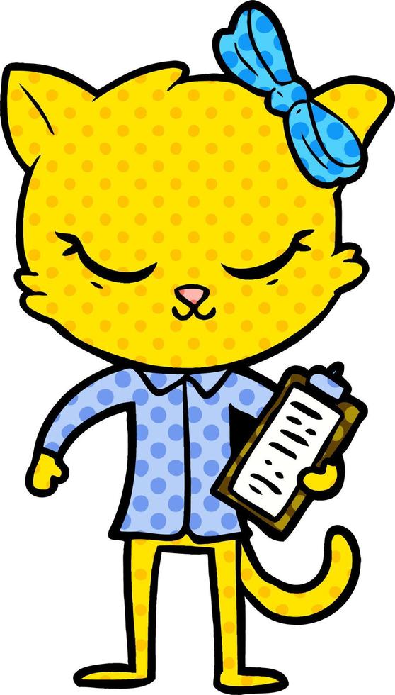 cute cartoon business cat with bow vector