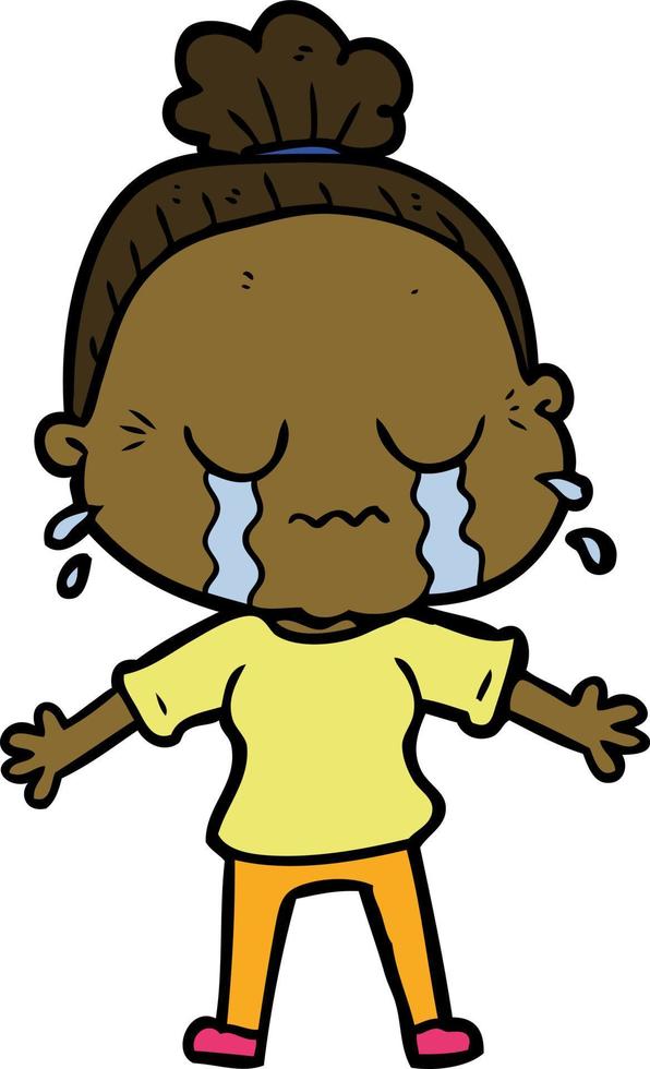 cartoon crying old lady vector