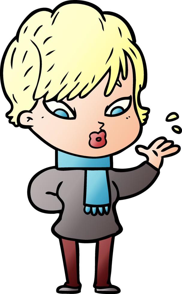 cartoon doodle character woman vector