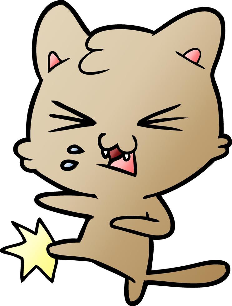 cartoon cat hissing vector