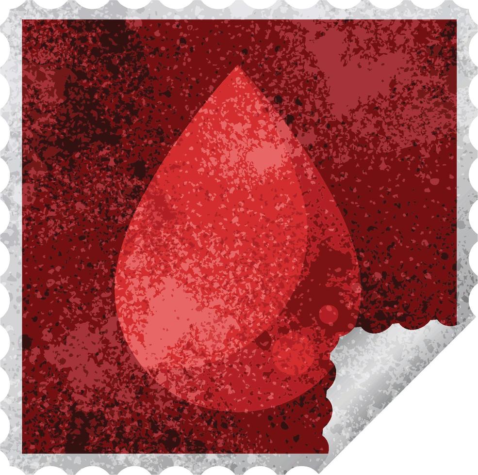 blood drop graphic square sticker stamp vector