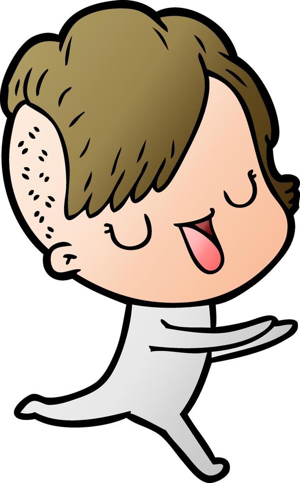 cute cartoon girl with hipster haircut vector
