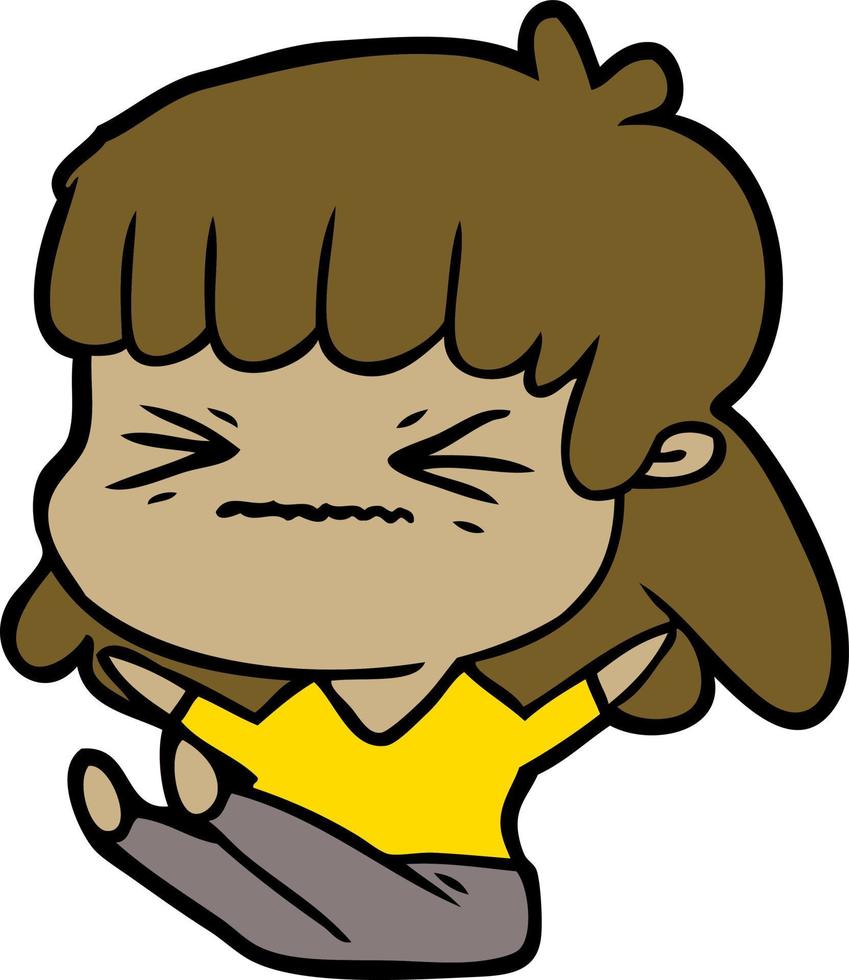 cartoon angry girl vector