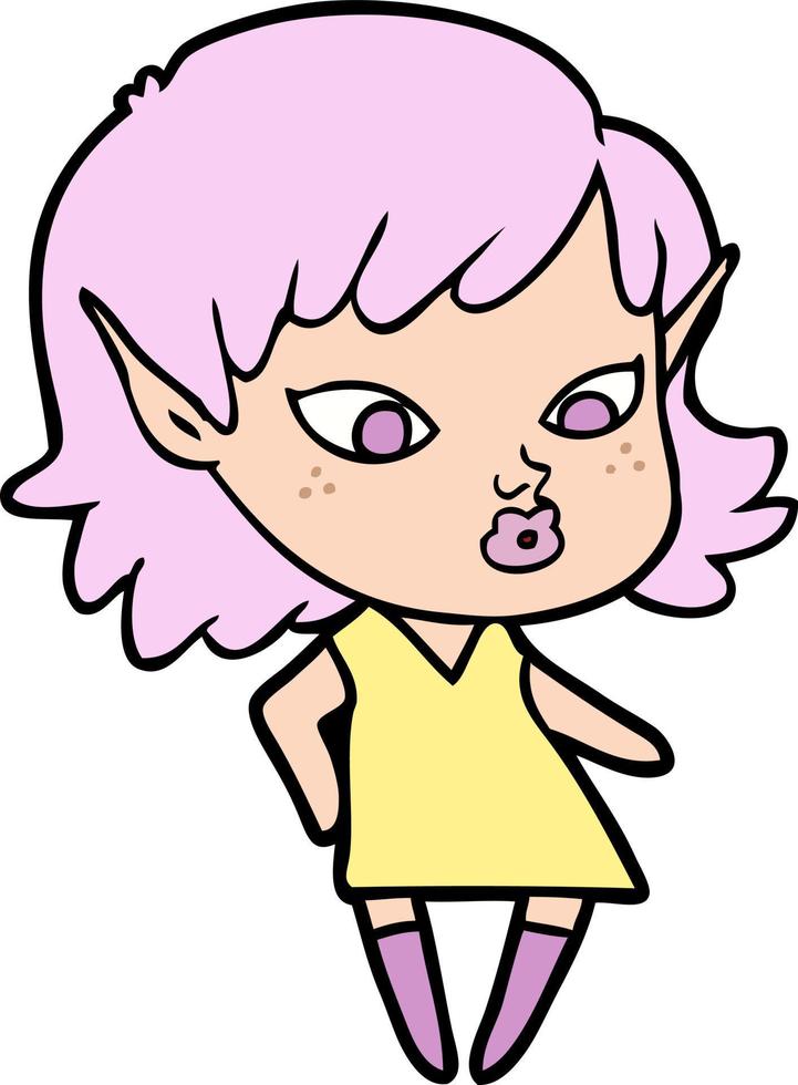 pretty cartoon elf girl vector