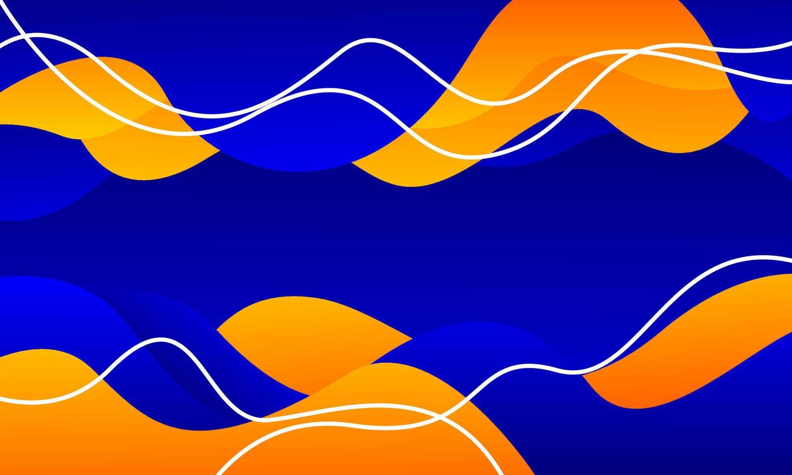 onda fondo azul y naranja vector