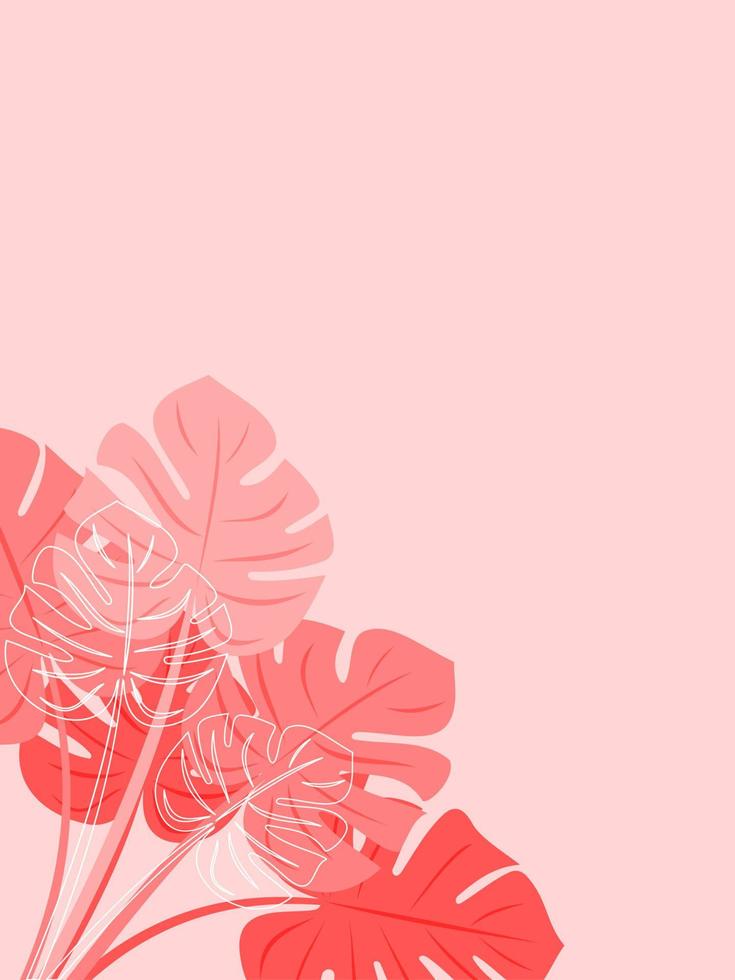 Pink leaf background vector