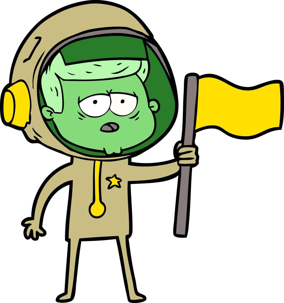 astronauta cansado de dibujos animados vector